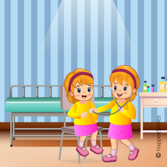 Twin Girls at Doctor Office